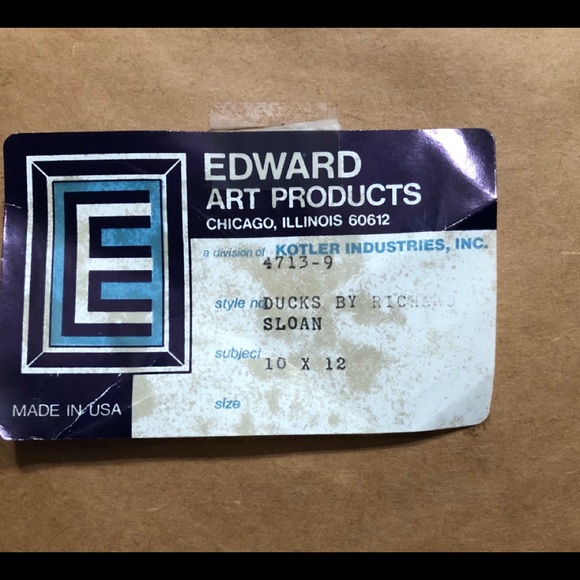 RICHARD SLOAN Vintage Signed Framed Ducks Print - Picture 4 of 4